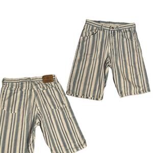 Vintage 1980s Wrangler Striped Denim Shorts Long Board Shorts / Waist 28